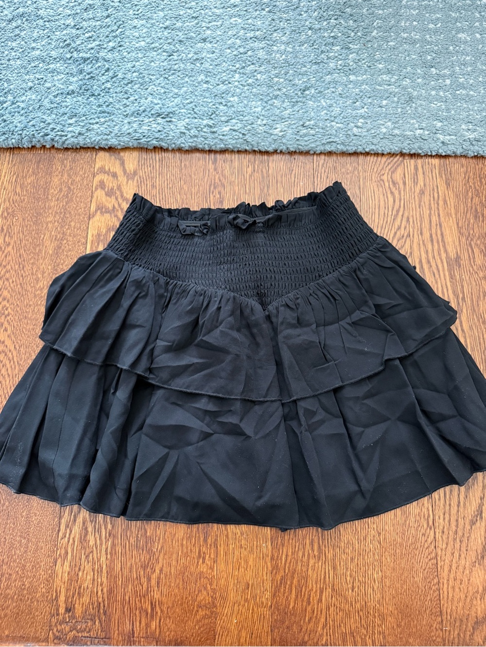 Katie J NYC Black Tiered Ruffle Mini Skirt